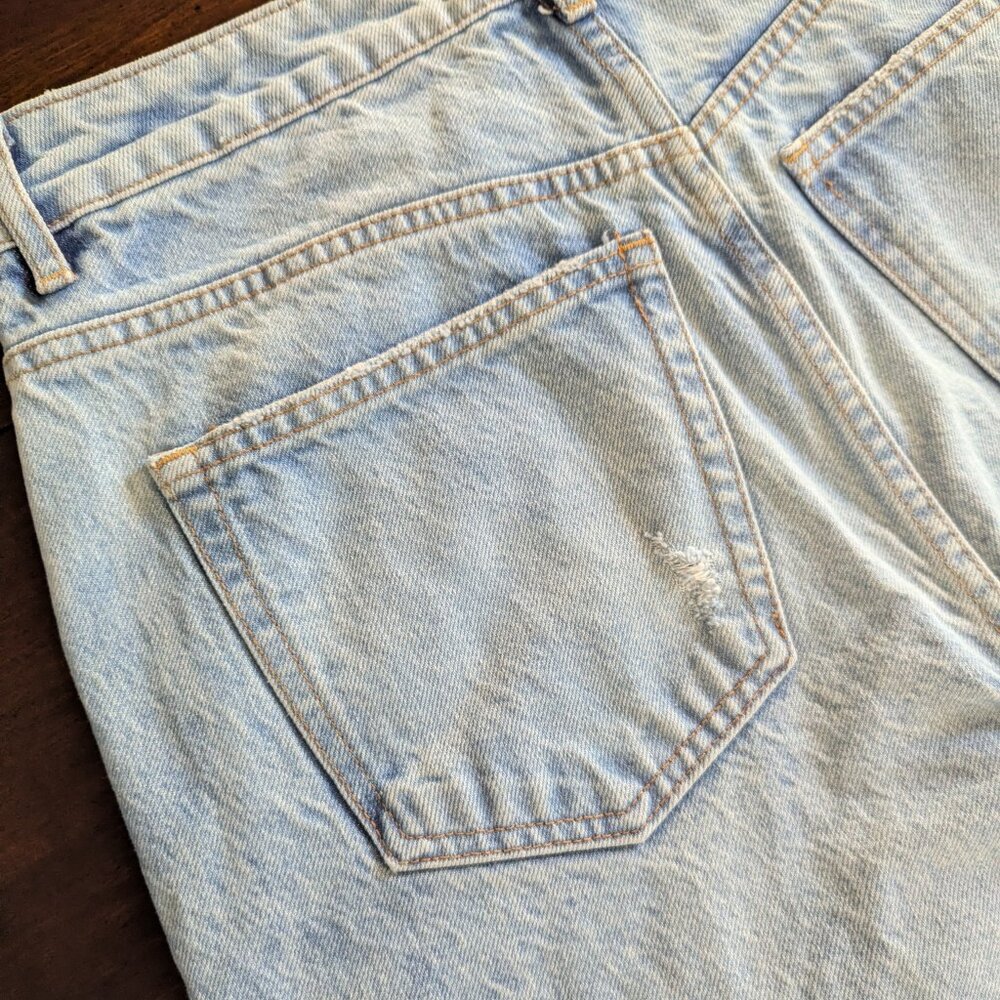 We The Free People 29 Kinsey Crop Wide Leg Jeans Light Acid Wash Distressed Boho - Picture 7 of 9
